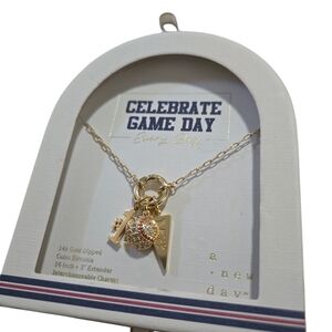 Celebrate Game Day Gold Dipped Charm Necklace - Pink Accent